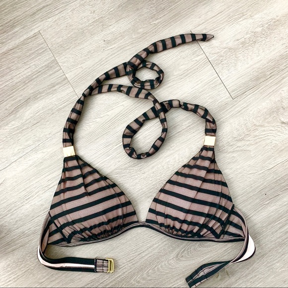 Victoria’s Secret Black & Soft Pink Striped Bikini